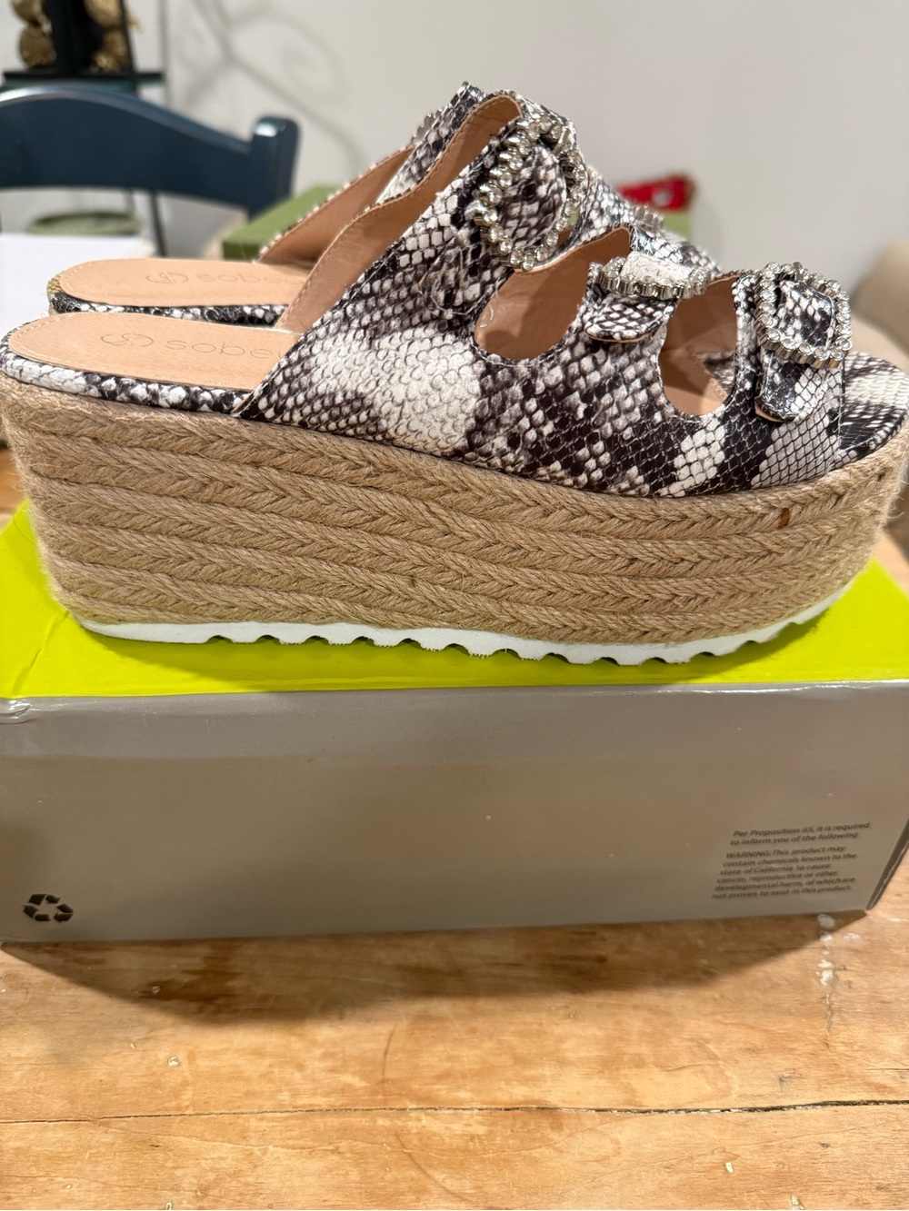Sobeyo  Platform Espadrille Slide Sandals - Snake Print